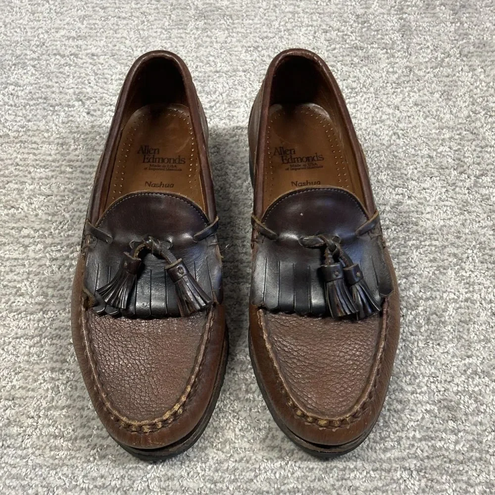 Allen Edmonds Nashua Tassel Loafers Shoes Mens 8 D Brown Leather USA